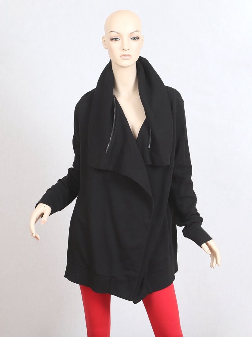 AllSaints Black Draped Zip-Front Cardigan
